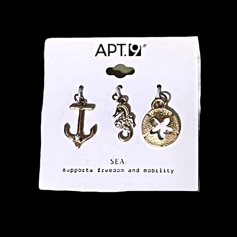 Apt.9 Sea Themed Gold Tone Charm Set New